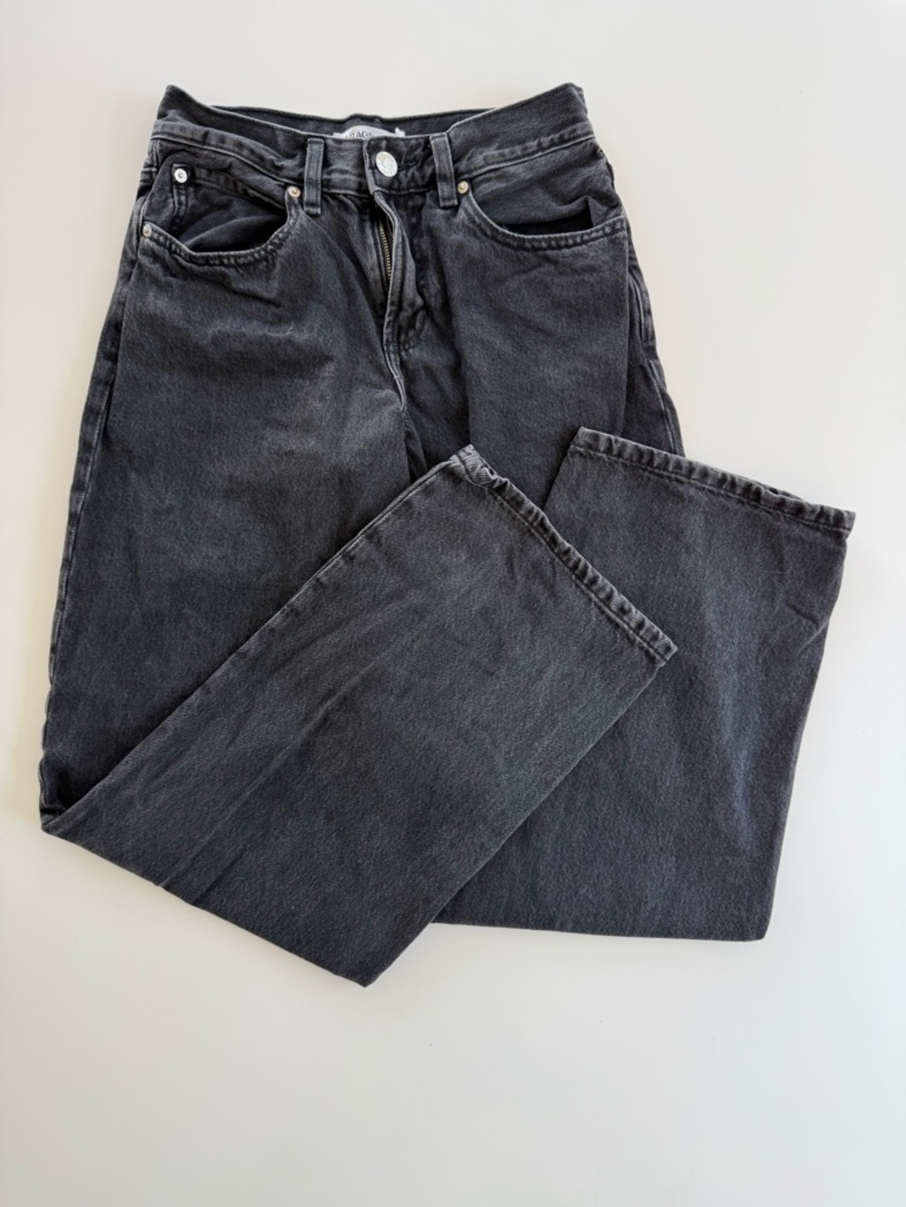 Garage black low rise baggy jeans size 00/23 distress washed